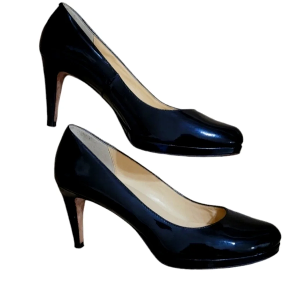 Cole Haan Heels Black Patent Leather Platform Lightly Cushioned Almond Toe